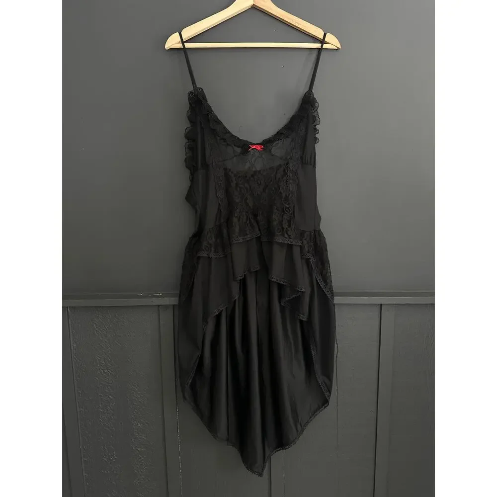 Vintage Traffic Jam Fairy Goth Sheer Negligee Lingerie Black Chemise Size Medium - Picture 3 of 12